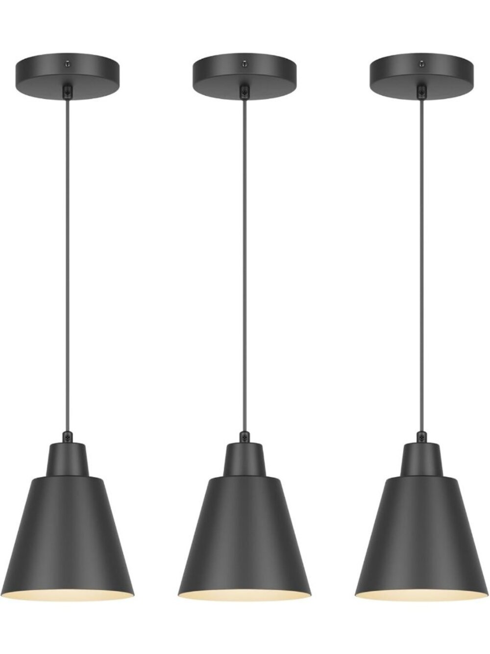 Stylish Black Pendant Lights for Kitchen Island - 3-Pack Hanging Fixtures